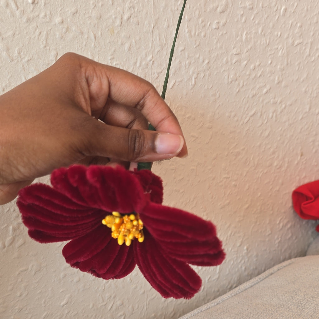 Handmade Chenille Flowers – Elegant Artificial Floral Stems